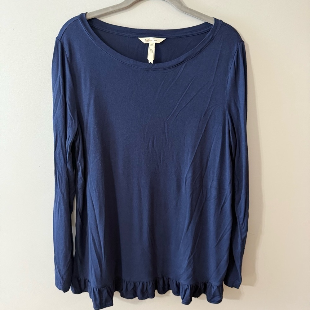 Matilda Jane Blue Long Sleeve Relaxed Blouse 95% Rayon 5% Spandex